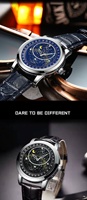 Montre mécanique automatique pour homme de la marque Siton, avec cadran rotatif étoilé vide, phase lunaire, bracelet en cuir métallique, étanche