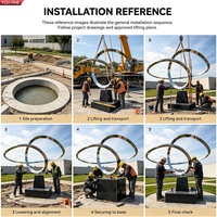 Sculpture d'anneaux entrelacés en acier inoxydable poli YOUFINE, grande statue circulaire abstraite en métal pour la décoration paysagère extérieure