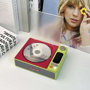 Lecteur CD portable de style rétro avec système audio de haute qualité BT pour la maison, idée cadeau pour les fêtes, batterie intégrée, lecteur de musique vintage - Product Image 4