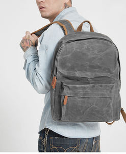 Sac à dos vintage en cuir pour voyage, antivol, résistant à l'eau, décontracté, en toile lavée pour homme - Product Image 4