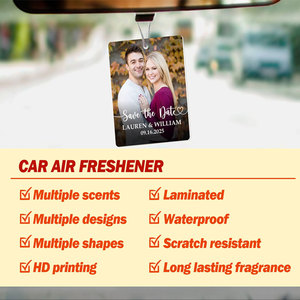 Ambientador Personalizado para Auto con Impresión a Doble Cara, Papel Colgante, Recuerdo de Boda, Regalo de Aniversario - Product Image 4
