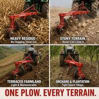 Arado de disco duradero confiable para equipo de labranza de granja agrícola con herramienta de deshierbe alimentada por tractor de engranajes