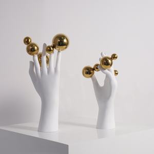 Meuble TV de luxe moderne en résine, perles artisanales, sculpture de palmier pour table basse, artisanat décoratif dans le salon - Product Image 3