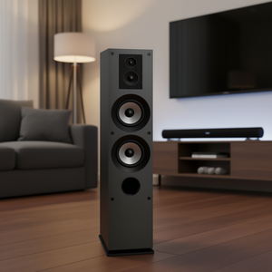 Single 3-Way Floor Standing <b>Tower</b> <b>Speaker</b> 0.75 1 Tweeter Dual 5.25 Woofers 145W Peak 70Hz 20kHz Home Audio - Product Image 2