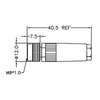 Conector de montaje de Metal M8 Terminación de soldadura Codificación A 3 4 6 8 Pin Codificación B 5 Pin IP68 IP69K para medición de prueba de sensores