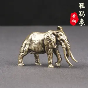 Retro Brass Mammoth Desktop Ornaments Elephant Bronze Carving Crafts Wen Play Collection Tea Pet Ornaments Wholesale Bronze