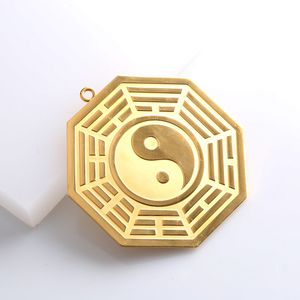 Pendentif spécial en argent sterling 925 Tai Chi Gossip Yin Yang pour couple, pendentifs fins avec plaqué or, colliers de la tradition chinoise - Product Image 3