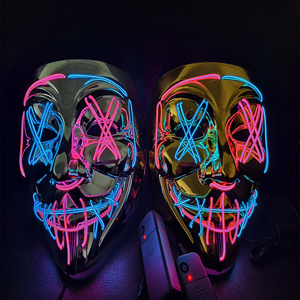 Máscara Purge de Halloween con Cable EL de Neón, Hecha a Mano, con 3 Modos de Iluminación, PVC Ecológico, Disfraz de Fiesta <span class=keywords><strong>para</strong></span> Adultos - Product Image 2
