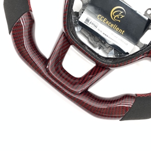 Volante de Fibra de Carbono Personalizado CCExcellent para la 11ª Generación, Tipo Deportivo, Fibra de Carbono Negra y Roja - Product Image 2