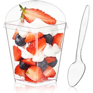 Tapas de PET de grado alimenticio de pared simple desechables de 117 mm y 16, 20, 24, 32 oz con logo personalizado para vasos de postres y helados - Product Image 1