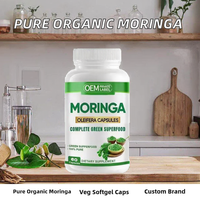 Poudre d'extrait de Moringa Oleifera biologique en capsules végétariennes, marque privée OEM, super-aliment haute puissance pour la croissance des cheveux chez l'adulte