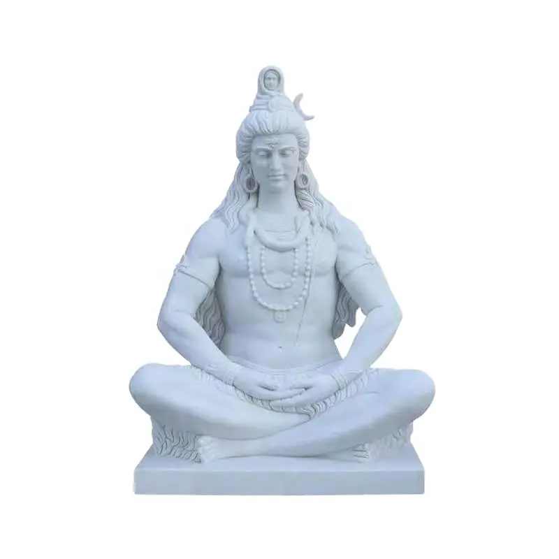 Shengye Usine vente directe personnalisé pur marbre blanc naturel rivière dieu Shiva Statue Temple Décoration