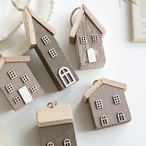 Casa de Navidad en Miniatura de Madera Maciza, Adorno Colgante para Árbol, Decoración Creativa, Pieza Decorativa - Product Image 4