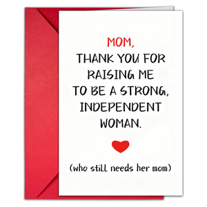 Tarjetas de Felicitación Personalizadas para el Día de la Madre con Diseño de Feliz Día de la Madre y Agradecimiento, con Sobre Rojo, Venta al por Mayor - Product Image 1