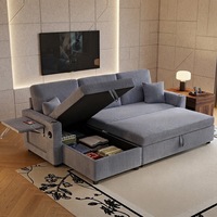 Canapé sectionnel moderne en velours côtelé Runwood, convertible en lit avec couches amovibles, canapé en L avec bureau intégré et réversible