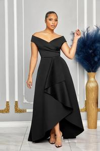 Robe longue de soirée élégante en polyester noir, rouge et blanc pour l'automne – Parfaite pour mariage, fête ou bal de promo - Product Image 6