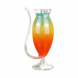 Prix d'usine Verre à vin rouge en verre borosilicate transparent de haute qualité avec paille, design original, 501-600ml, pour les fêtes - Product Image 1