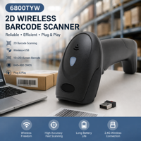 Escáner de Código de Barras Inalámbrico 6800TYW 1D 2D QR, Alta Sensibilidad, Lee Pantallas Móviles y Etiquetas de Papel, Sin Zona Muerta, 2.4G USB para POS