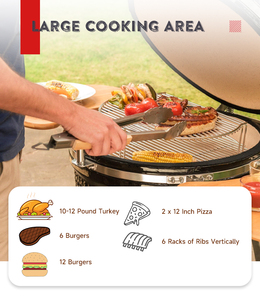 Trứng thép BBQ 21 inch màu đen cổ điển III than Kamado nướng vườn cho nhà bếp ngoài trời BBQ nướng - Product Image 5