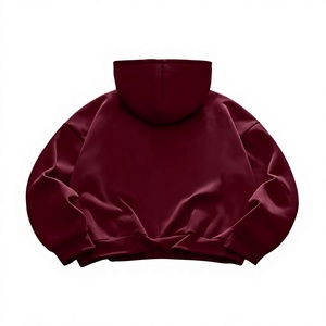 Sweat-shirt à capuche pour homme, hiver, haute qualité, doublure polaire épaisse, 100% coton, coupe ample, épaules tombantes, couleur unie - Product Image 2