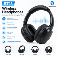 Casque sans fil Bluetooth 5.3 supra-auriculaire stéréo avec haut-parleur de 40 mm, autonomie de 24h, pliable, pour musique et jeux