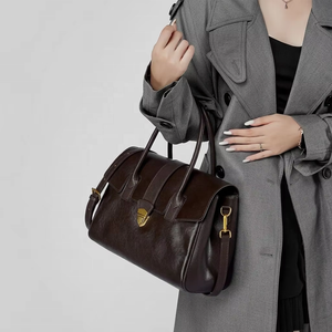 <span class=keywords><strong>Bolso</strong></span> de Cuero Encerado Vintage para <span class=keywords><strong>Mujer</strong></span>, 30cm, <span class=keywords><strong>Bolso</strong></span> Bandolera de Oficina con Cierre Metálico, OEM ODM - Product Image 4