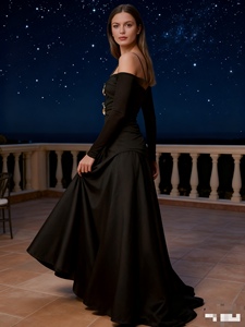 Vestidos de Moda para Mujer, Nueva Colección, Sin Tirantes, Hombros Descubiertos, Manga Larga, Cintura Ajustada - Product Image 3