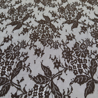 YY Haute Qualité Motif Floral 100% Polyester Léger Café Français Cils Dentelle Tissu pour Robes De Mariée & Couture