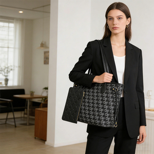 Sac fourre-tout de créateur pour femme, grand sac à bandoulière tendance, sac à main de travail pour femme avec pochette - Product Image 2