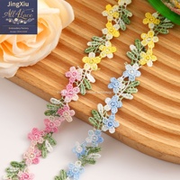 Dentelle florale soluble dans l'eau colorée pour robes, vêtements pour enfants, accessoires de couture DIY
