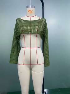 C240147 Top Corto Lavorato a Maglia <span class=keywords><strong>di</strong></span> <span class=keywords><strong>Tendenza</strong></span>, Copricostume a Rete Stile Street per <span class=keywords><strong>Donna</strong></span>, <span class=keywords><strong>Abbigliamento</strong></span> Femminile 2025 - Product Image 5