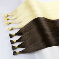 Extensions de cheveux humains vierges Remy de qualité supérieure, cuticules alignées, noir, brun, blond, pointe en kératine, cheveux plats