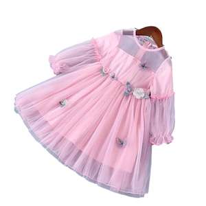 맞춤형 봄 어린이 얇은 명주 그물 원피스 공주 치마 긴팔 치마 소녀 appliques 푹신한 드레스 - Product Image 2