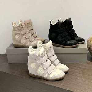 Baskets montantes compensées pour femme, à fermeture auto-agrippante, rehaussantes discrètes, chaussures décontractées - Product Image 1