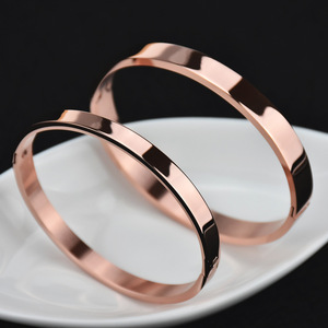 4/68mm Glossy Titanium Steel <b>Couples</b> Openings <b>Bracelet</b> Rose Gold Stainless Steel Simple <b>Bracelet</b> for Men and Women Diy Ornament - Product Image 3