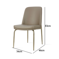 Chaise de salle à manger en cuir véritable, nouveau style italien minimaliste, luxe léger, chaise d'appoint haut de gamme avec dossier