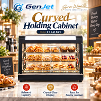 Vitrine chauffante de comptoir en verre incurvé avec étagères multi-niveaux pour boulangerie, restaurant, café, pâtisserie, pizza, snacks et services de restauration