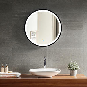 Miroir de coiffure rond à LED pour salle de bain avec cadre en métal et verre 80cm/90cm Design Art Déco mural - Product Image 4