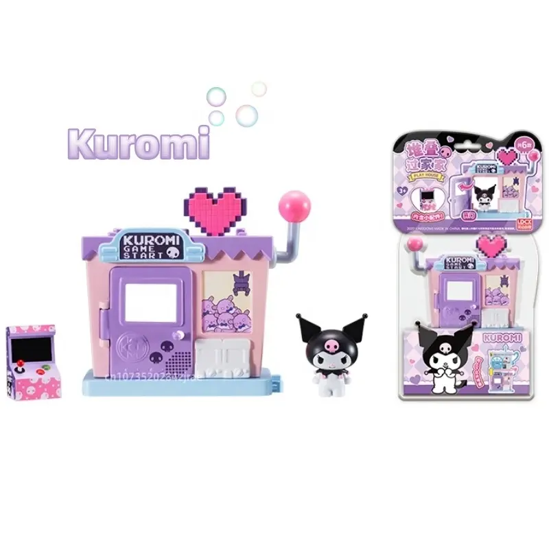 Blok bangunan Seri Sanrio mainan Puzzle anak-anak blok bangunan bintang kembar kecil Kuromi KT lucu hadiah Kawaii