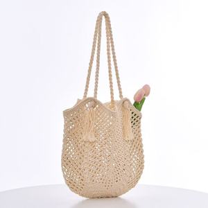 Sac de plage en corde de papier tressé au crochet pour femmes, vente en gros, léger, durable, fourre-tout tendance pour les vacances, les voyages et les activités de plein air - Product Image 2