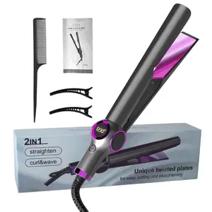 Điện Tóc Curling Irons Gốm Tourmaline Với Hiển Thị Kỹ Thuật Số Tóc Curler Ép Gốm Lớp Phủ Chuyên Nghiệp 2 Trong 1