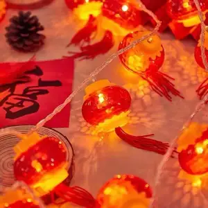 Chinese New Year Led String Lamp Chinese Knot Red Lantern Christmas 2024 New Year Decorative Garland String Night Light
