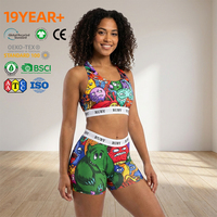 Sous-vêtements de sport pour femme grande taille, motif monstre unique personnalisé, style Pop Art Graffiti, sans couture, pour l'entraînement et la performance athlétique