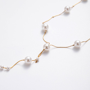 Lujo Anti-deslustre impermeable 18K chapado en oro de acero inoxidable pulsera de perlas naturales collar conjunto de joyería regalo para mujeres - Product Image 5