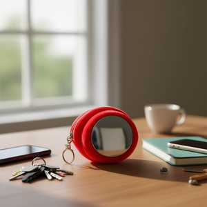 Monedero de felpa de la serie Hamburg de 6 pulgadas con cadena de espejo y llavero para mujeres, niños, unisex, mini billetera portátil - Product Image 2