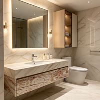 Dalles de marbre naturel de luxe sur mesure pour murs de télévision, îlots de cuisine, plans de travail, sols de salle de bain et projets hôteliers