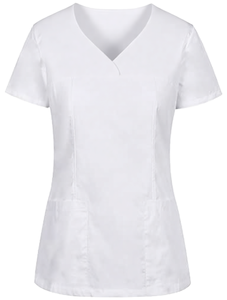 <span class=keywords><strong>B</strong></span>-Well <span class=keywords><strong>INES</strong></span> Túnica de Enfermería Tejida para Mujer, Manga Corta, Cuello en V, Ropa de Trabajo para Hospital (Blanco M) - Product Image 4