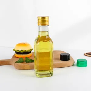 150毫升透明方形空橄榄油玻璃瓶，用于厨房酱油醋分配器油壶带盖