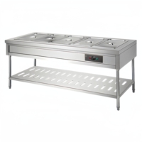 Matériel de restauration hôtelière professionnel : Bain-marie autoportant en acier inoxydable pour buffet, 3, 4, 5 ou 6 bacs