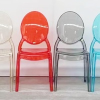 Chaise Sophia translucide bleue en gelée, empilable, assise concave, pour événements et fêtes